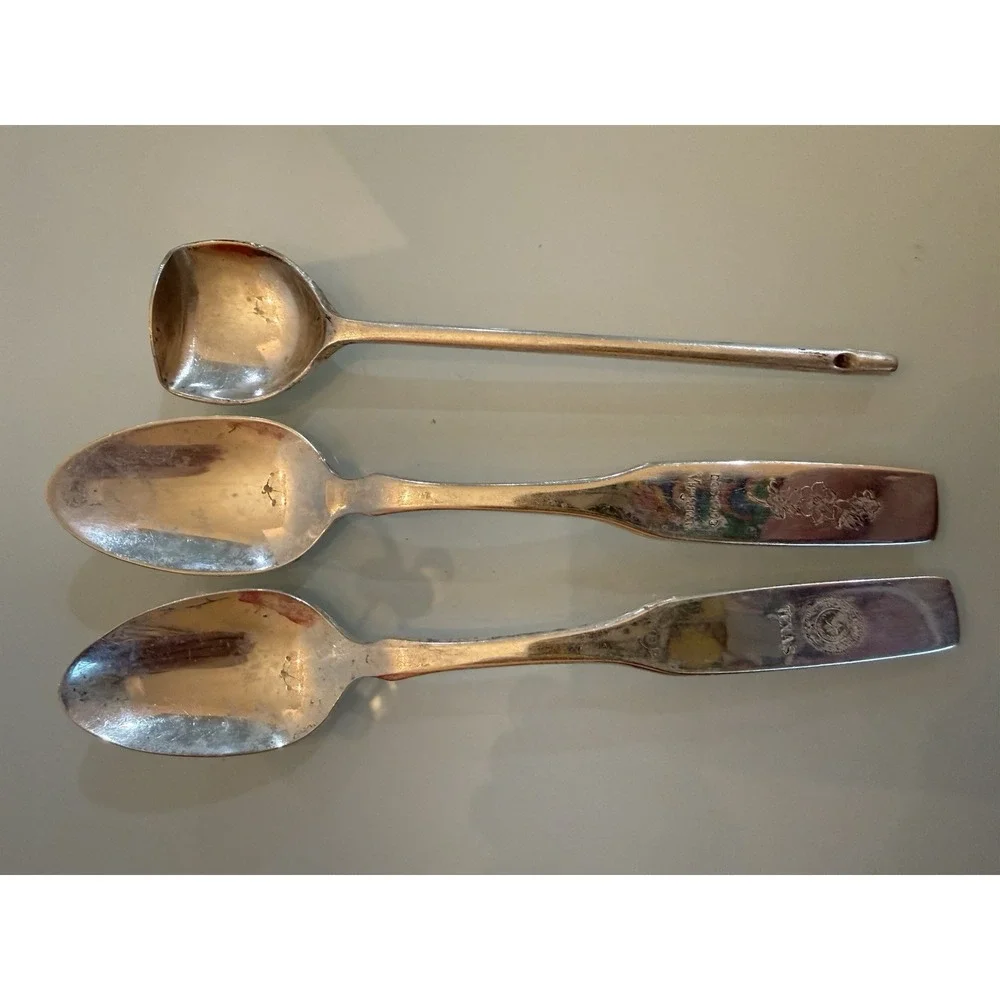 3 Antique Spoons- Oneida Ltd Silversmiths Silverplate Souvenir, Gravy Ladle EPNS